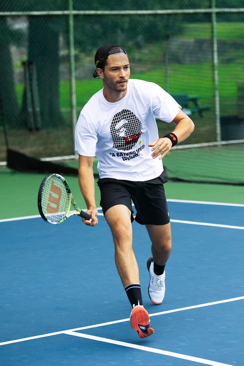 bape wilson tennis us open collaboration racket balls t-shirts caps visors headbands