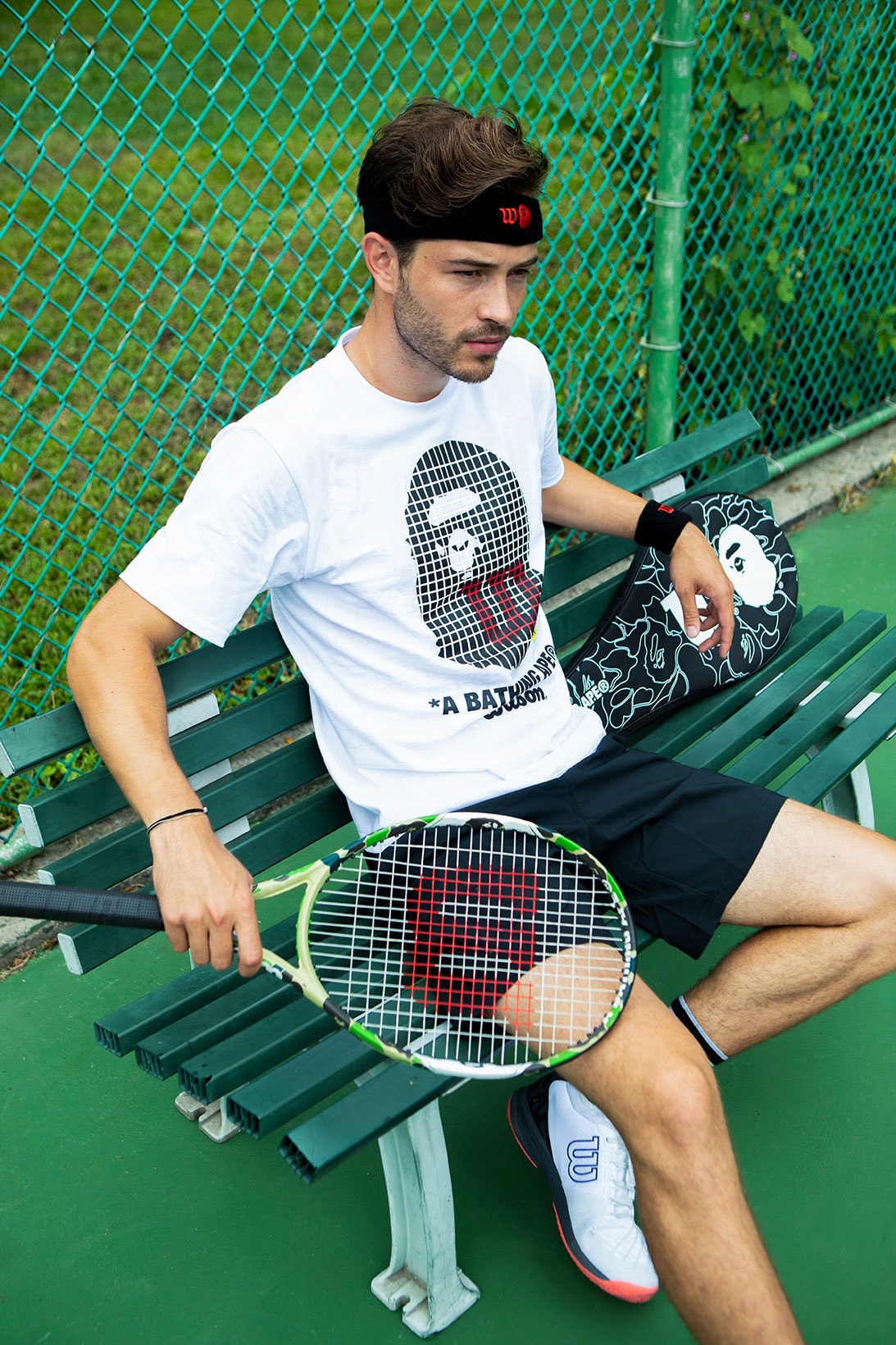 bape wilson tennis us open collaboration racket balls t-shirts caps visors headbands 