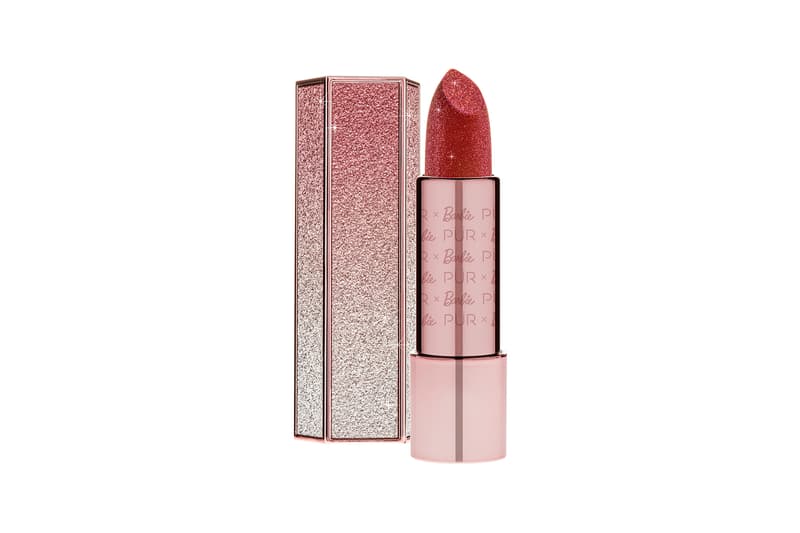barbie pur cosmetics makeup beauty collection collaboration eyeshadow pallette lip gloss lip sticks makeup brush highlighter sparkle sparkly glitter matte hot pink face mask