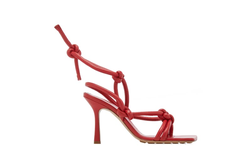 Bottega Veneta Dream Knotted Leather Sandals Red