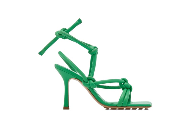 Bottega Veneta Dream Knotted Leather Sandals Green