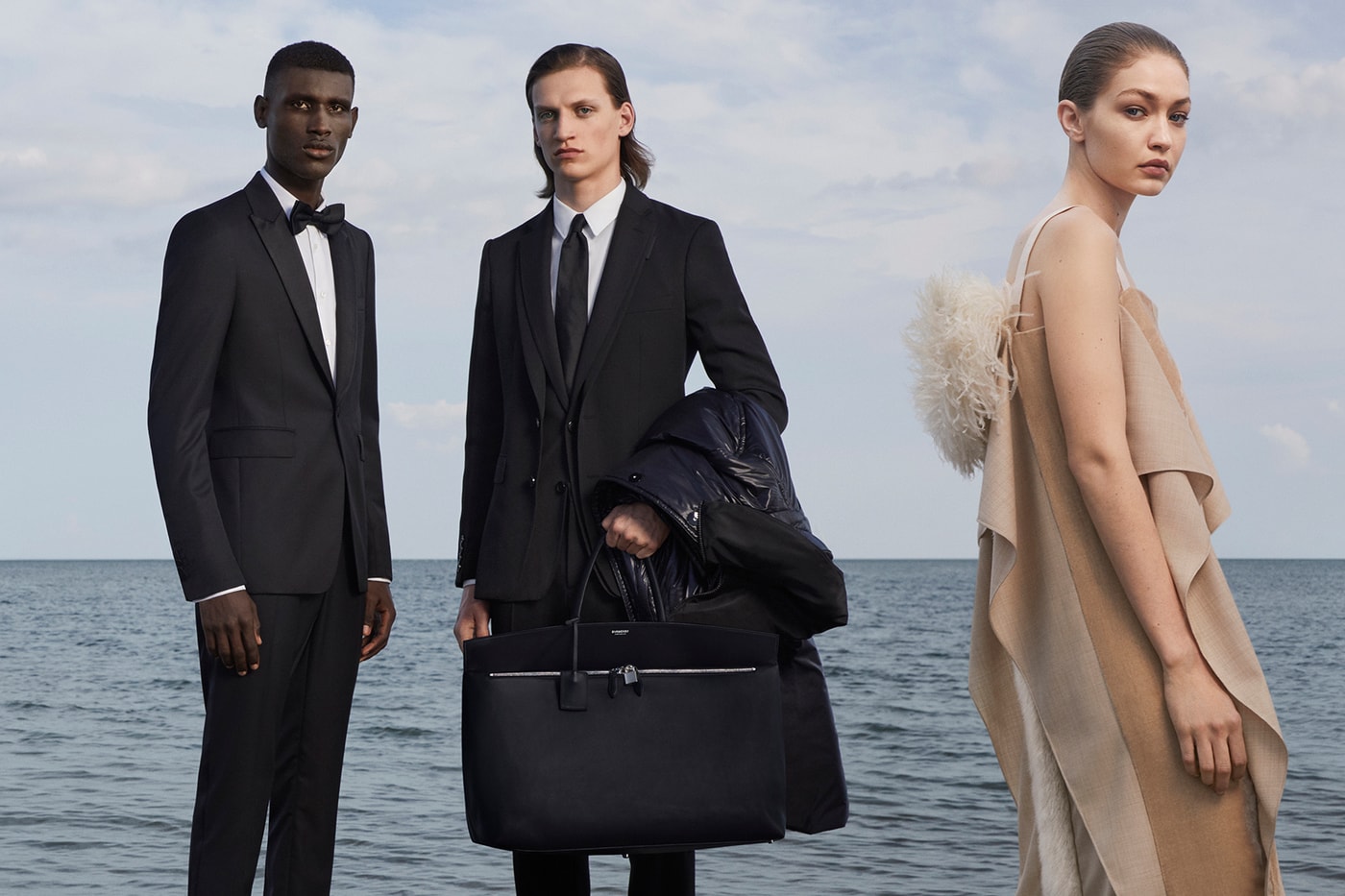 burberry fall winter campaign 2019 mens suits gigi hadid dress netural