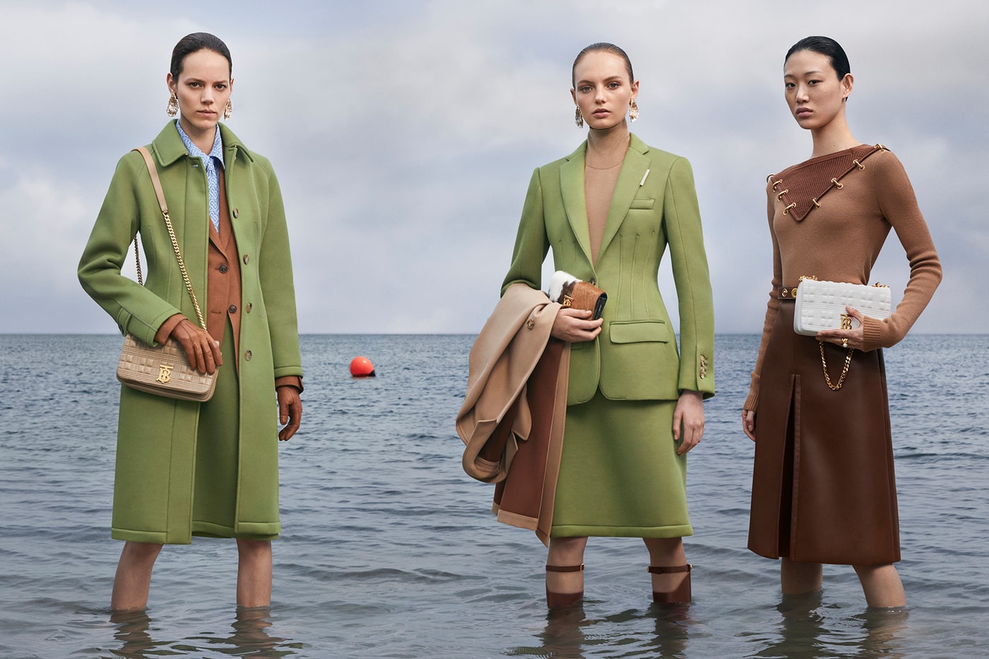 burberry fall winter campaign 2019 green jacket suit bags designer