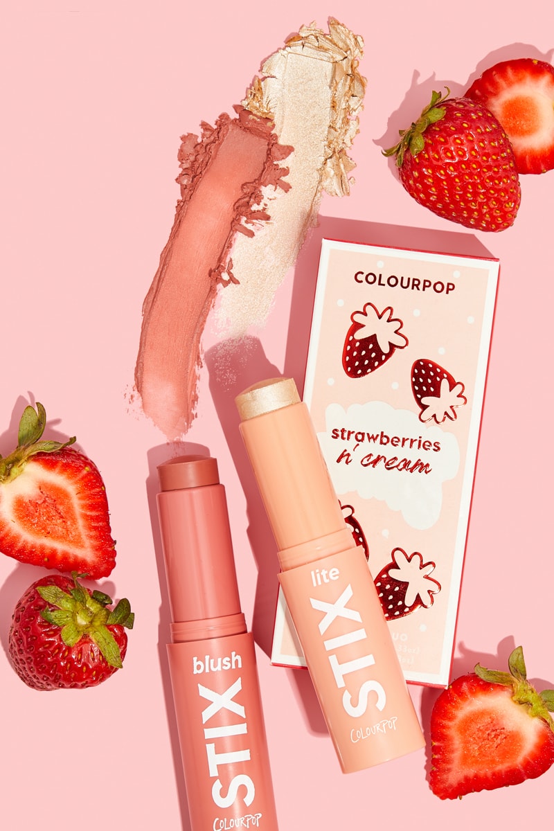 colourpop strawberry makeup summer blushes lip gloss eyeshadows palettes fruit