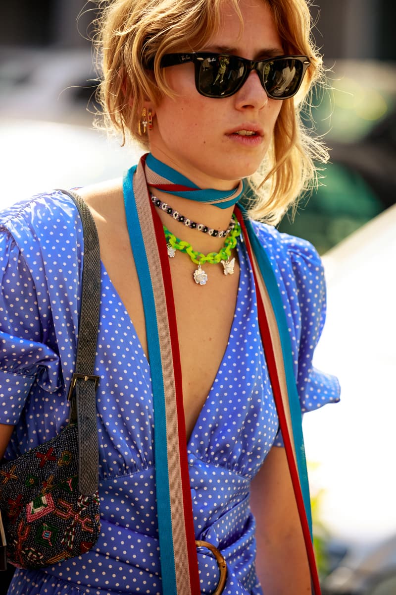 bottega veneta diagonal panelled belt item CPHFW Spring Summer 2020 Street Style SS20 Influencer Necklaces Layered