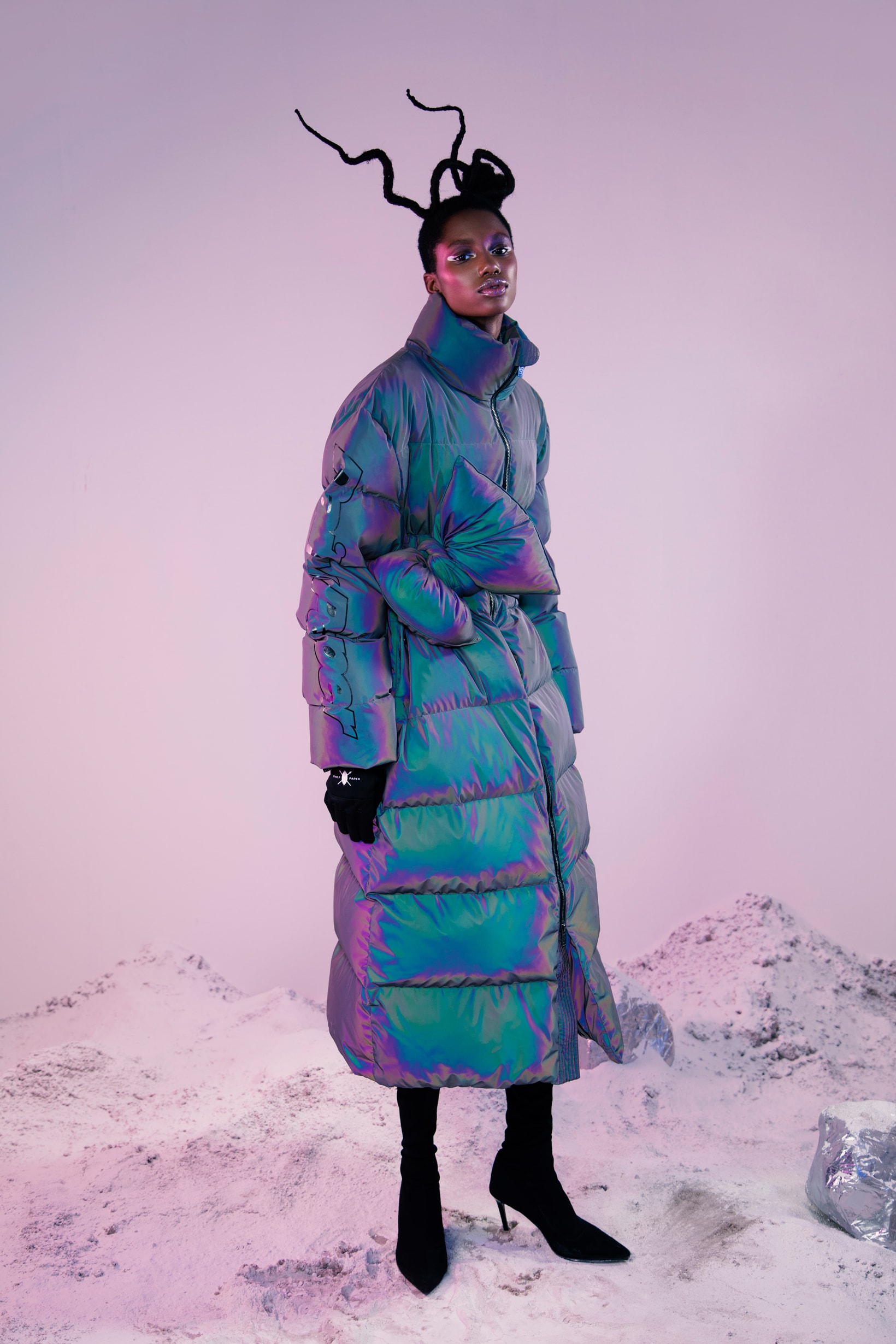 Daily Paper Fall Winter 2019 Lookbook Puffer Coat Blue