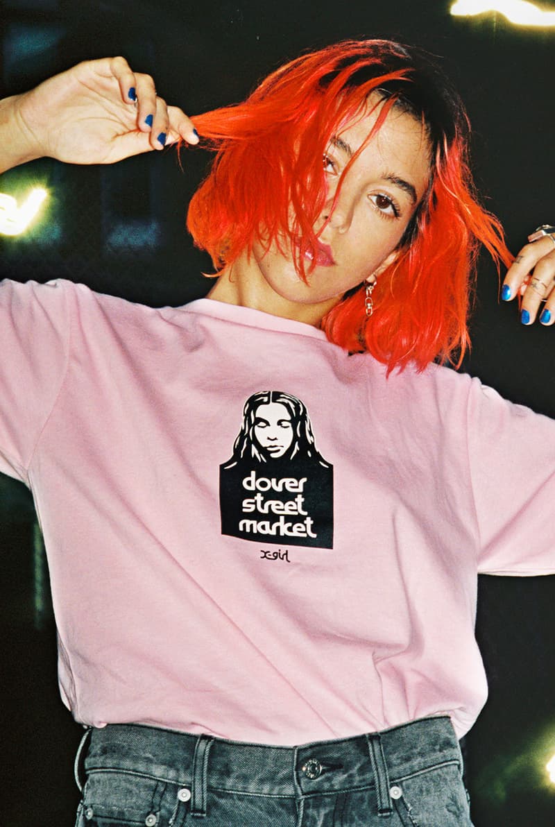 dover street market x-girl london dsml pop-up collaboration t-shirts dresses womens streetwear