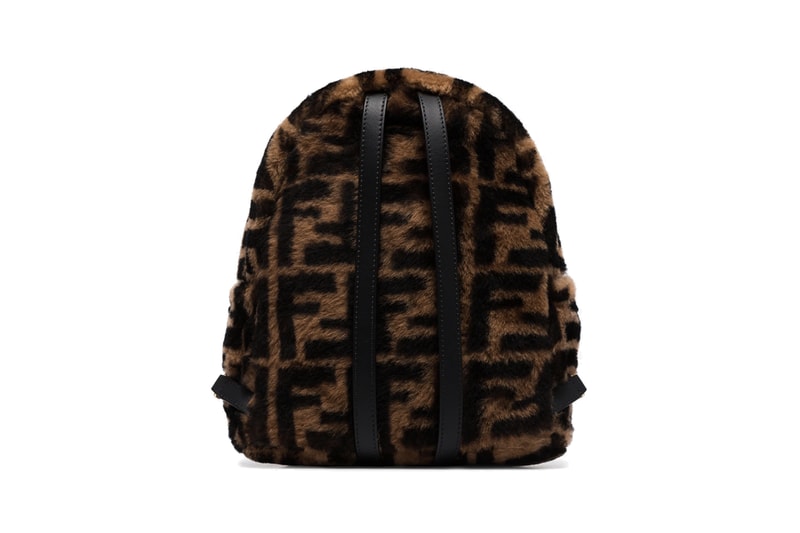 Fendi Logo Monogram Shearling Backpack Bag Brown Black Accessory Eye Catching Piece Statement Design