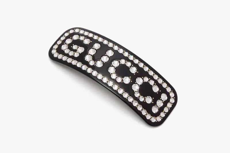 gucci logo hair slides crystals clips hairstyle brown black accessories