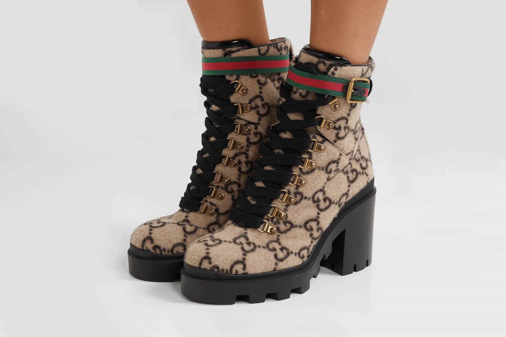 Shop Gucci Trip Monogram Wool Ankle 