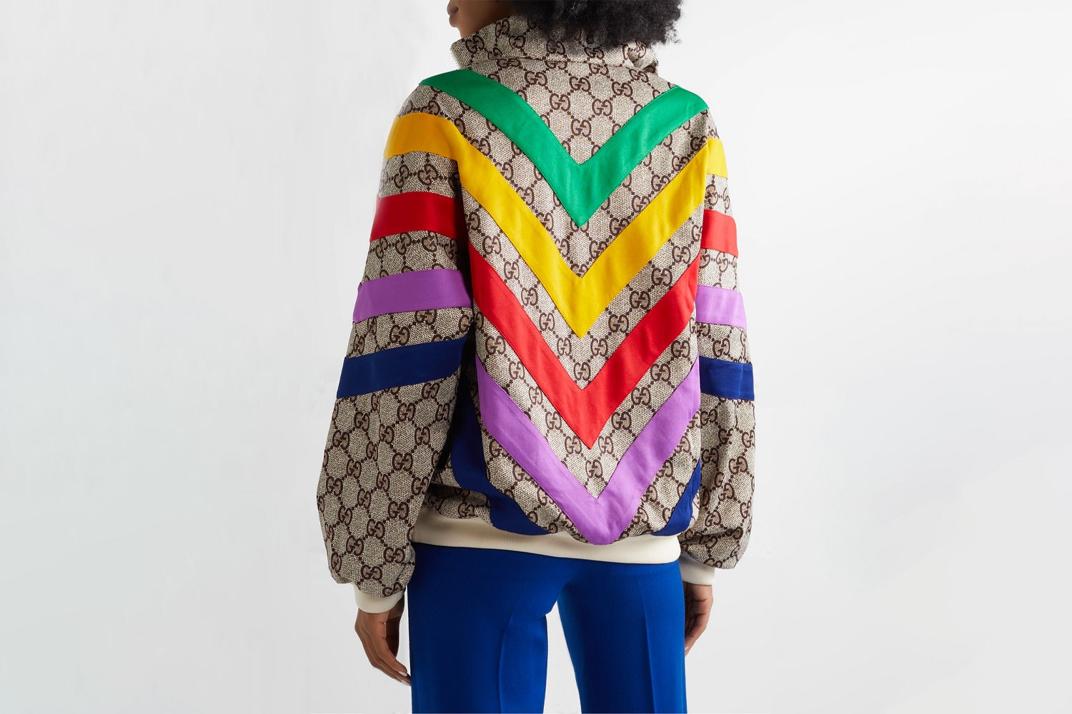 gucci track jacket retro oversized rainbow jumper gg monogram