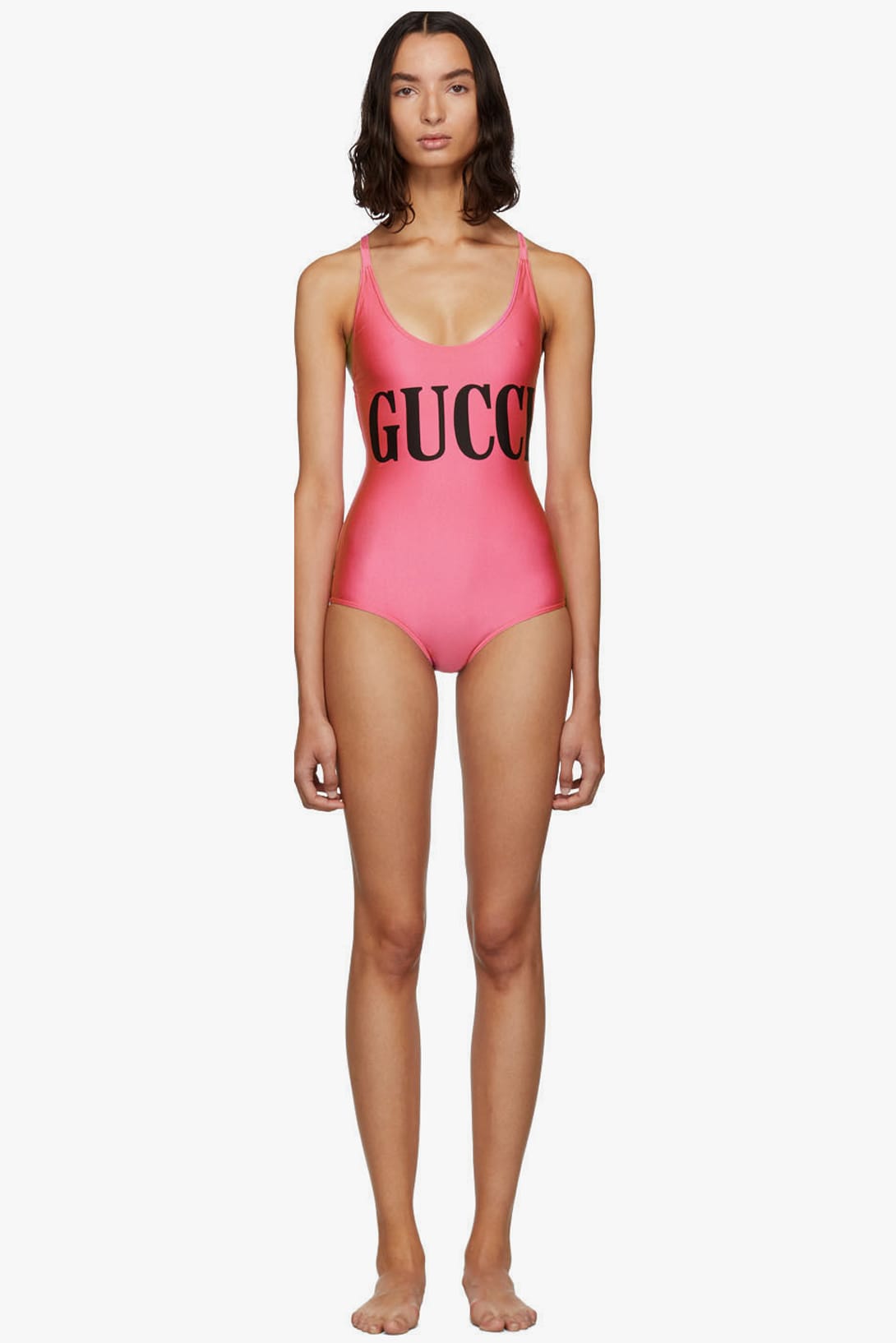pink gucci one piece swimsuit