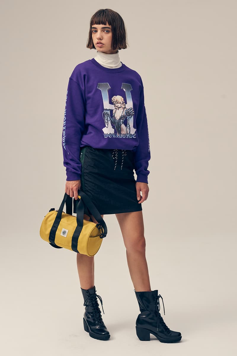 huf womens collection fall lookbook denim jackets coats jumpsuits sweaters skirts pants clothes fashion
