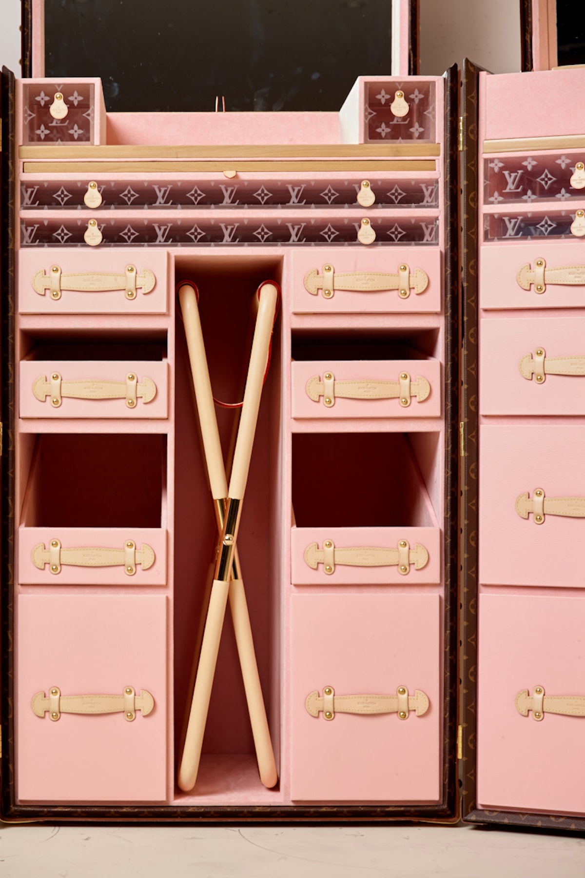 Louis Vuitton Luxury Monogram Trunk Collection Makeup Case Sneaker Storage Drink Bar Tea Set Cake LV Interior Homeware 