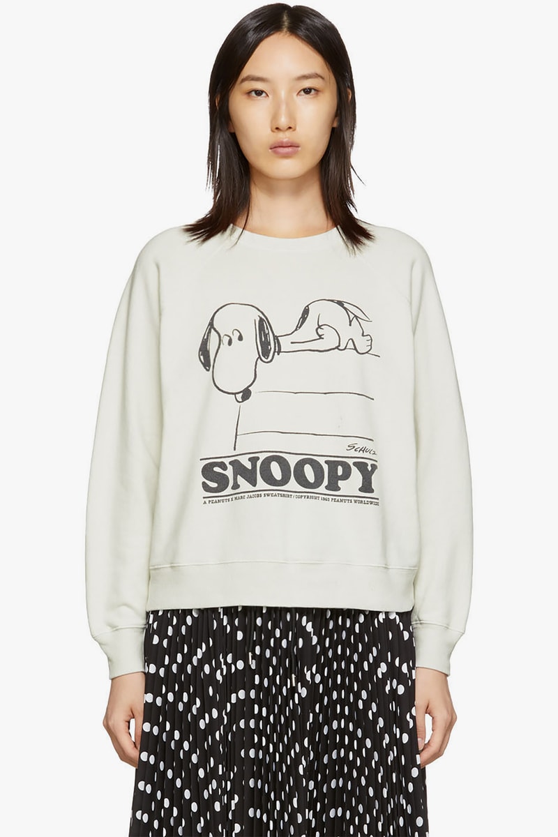 marc jacobs peanuts edition sweatshirts sweatpants lounge pants apparel off white blue pink orange snoopy linus lucy