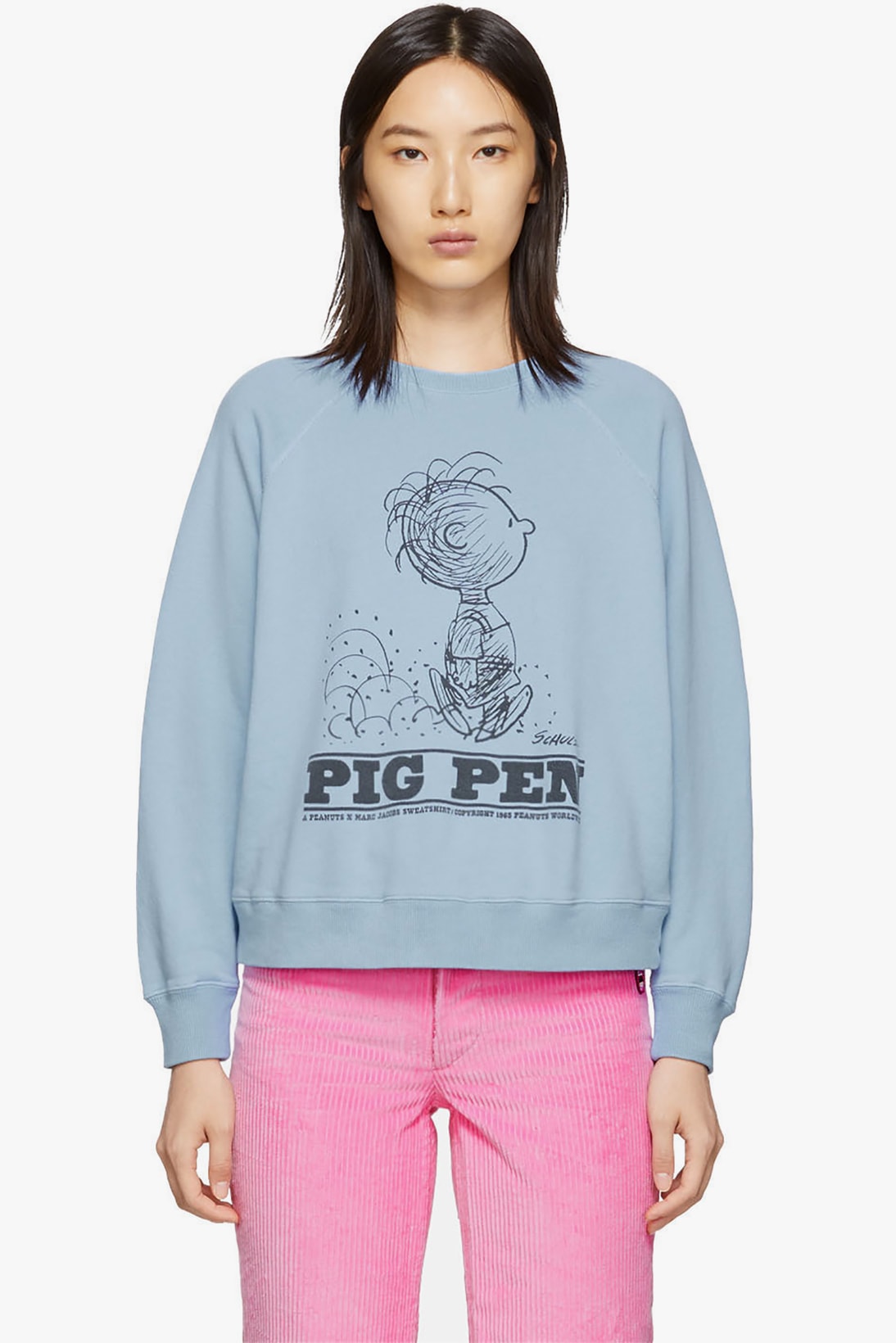 marc jacobs peanuts edition sweatshirts sweatpants lounge pants apparel off white blue pink orange snoopy linus lucy