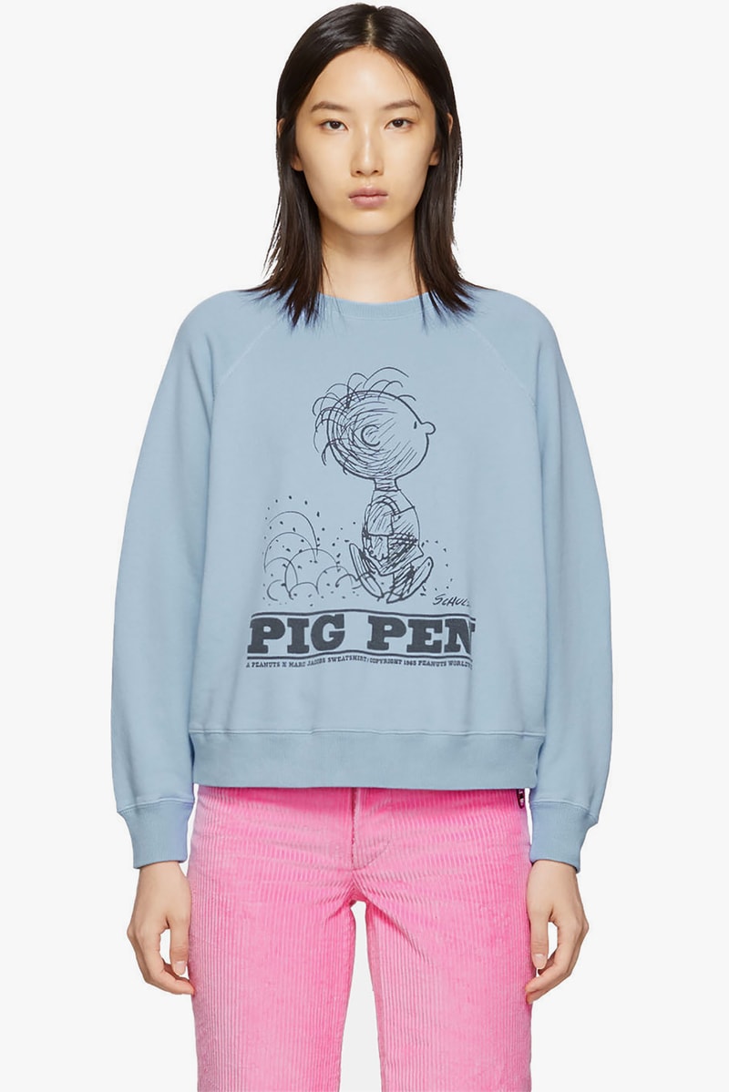 marc jacobs peanuts edition sweatshirts sweatpants lounge pants apparel off white blue pink orange snoopy linus lucy
