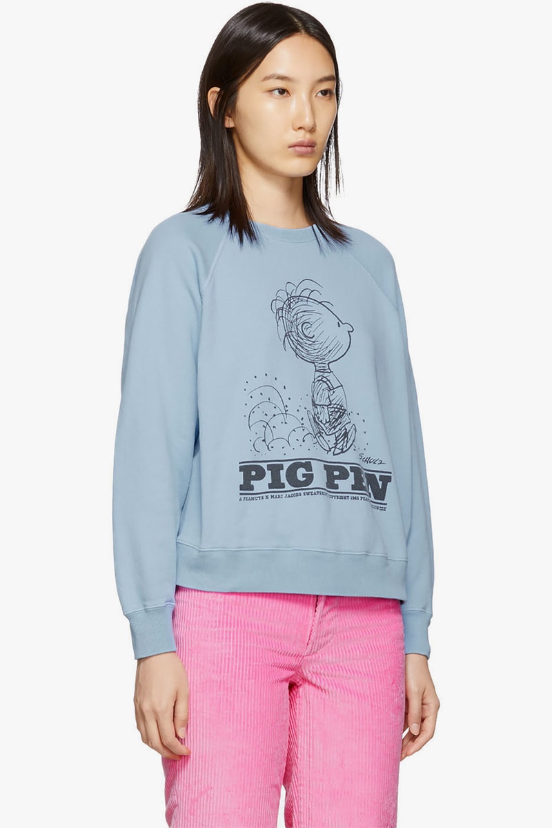 marc jacobs peanuts edition sweatshirts sweatpants lounge pants apparel off white blue pink orange snoopy linus lucy