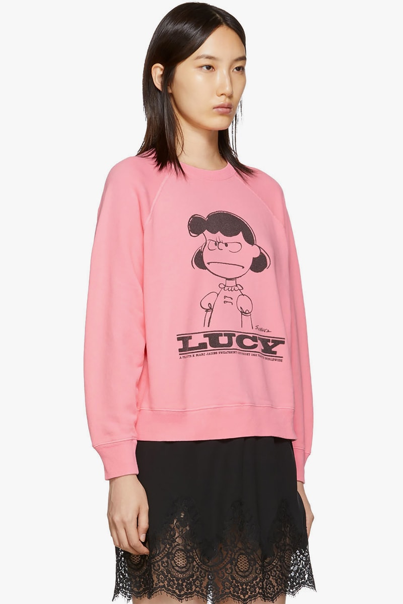 marc jacobs peanuts edition sweatshirts sweatpants lounge pants apparel off white blue pink orange snoopy linus lucy