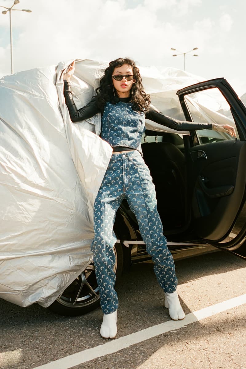 Marine Serre Fall/Winter 19 Collection Editorial HBX HBXWM Shop Moon Print Catsuit Headband Graphic Range Styling