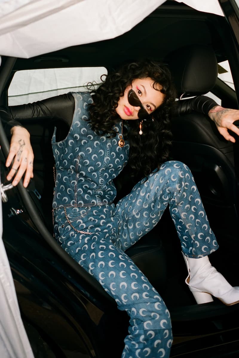 Marine Serre Fall/Winter 19 Collection Editorial HBX HBXWM Shop Moon Print Catsuit Headband Graphic Range Styling