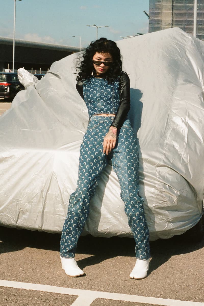 Marine Serre Fall/Winter 19 Collection Editorial HBX HBXWM Shop Moon Print Catsuit Headband Graphic Range Styling