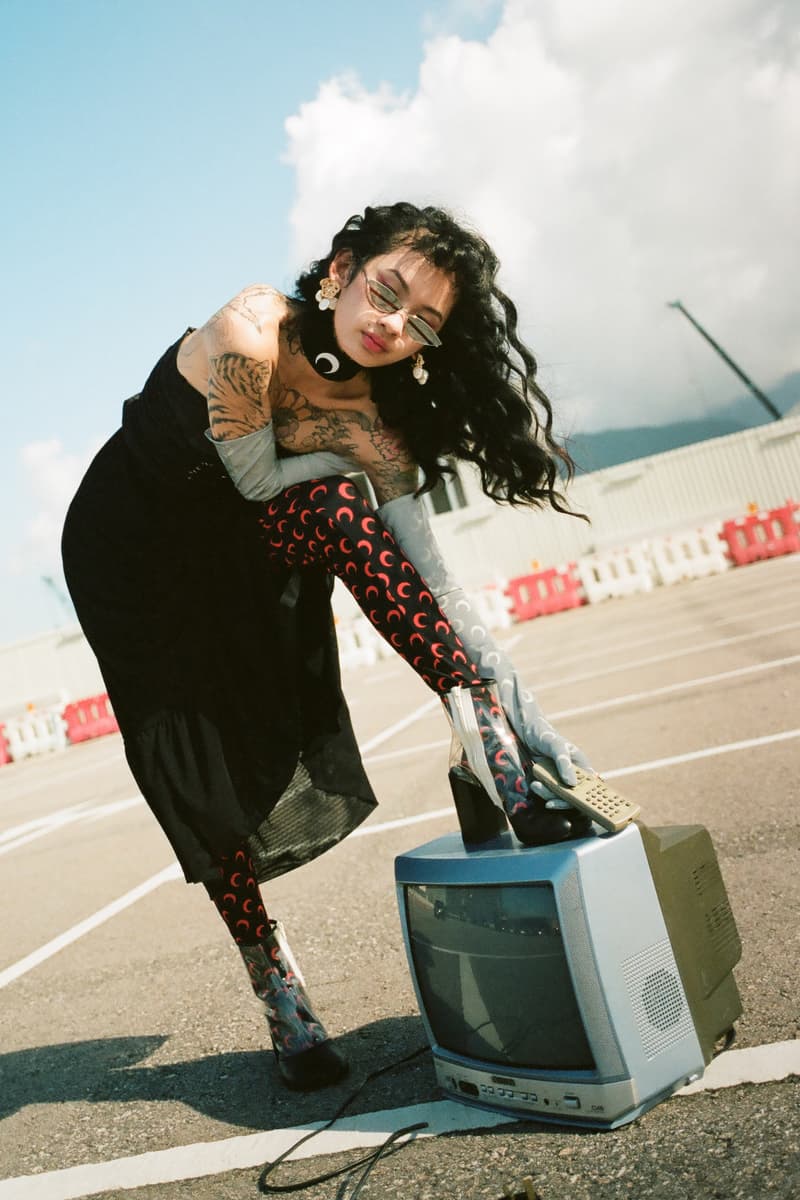 Marine Serre Fall/Winter 19 Collection Editorial HBX HBXWM Shop Moon Print Catsuit Headband Graphic Range Styling