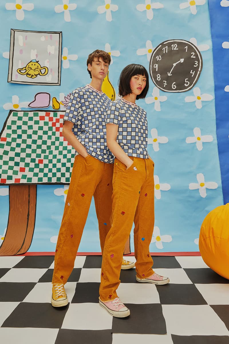lazy oaf mr men collaboration lazy happy walter the worm cartoon childrens book knitwear pants t-shirts