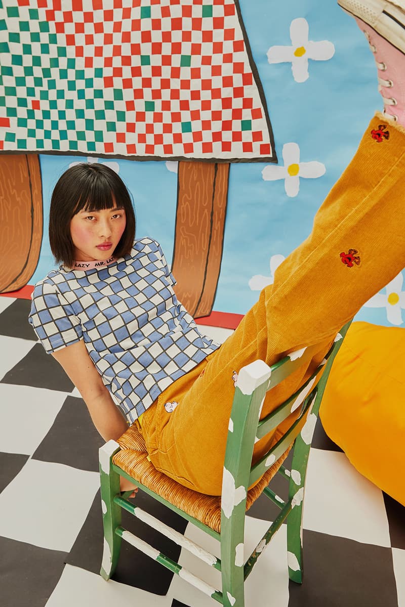 lazy oaf mr men collaboration lazy happy walter the worm cartoon childrens book knitwear pants t-shirts