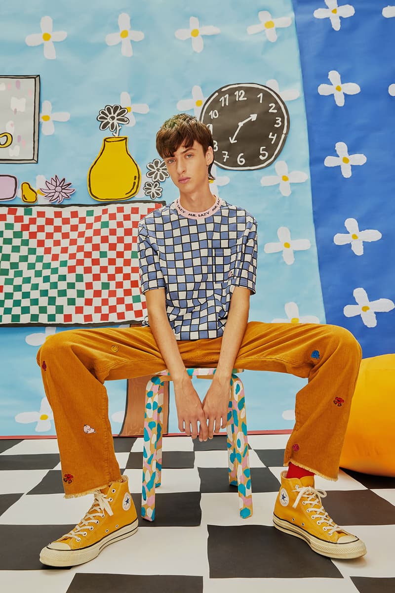 lazy oaf mr men collaboration lazy happy walter the worm cartoon childrens book knitwear pants t-shirts