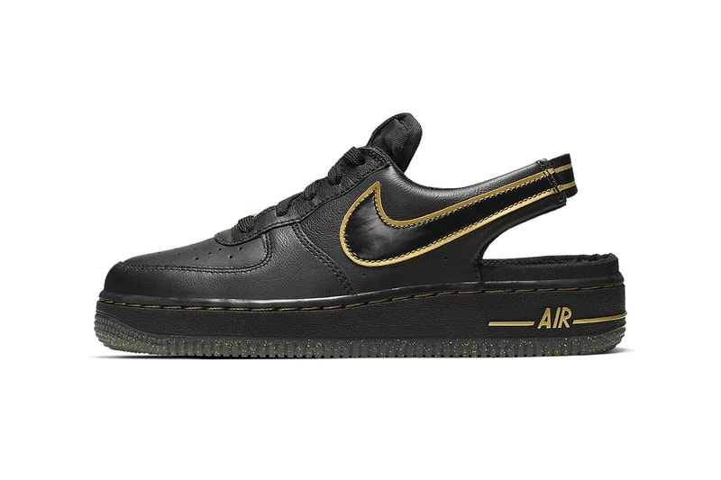 nike air force 1 vtf big kids sneakers black gold leather glitter back to school 