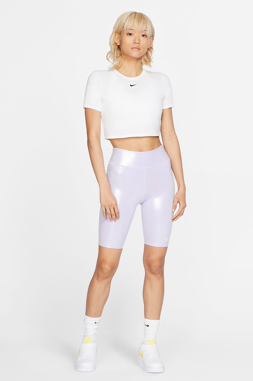 Nike Iridescent Oxygen Purple Shiny Bike Shorts 90s Trend Sportswear
