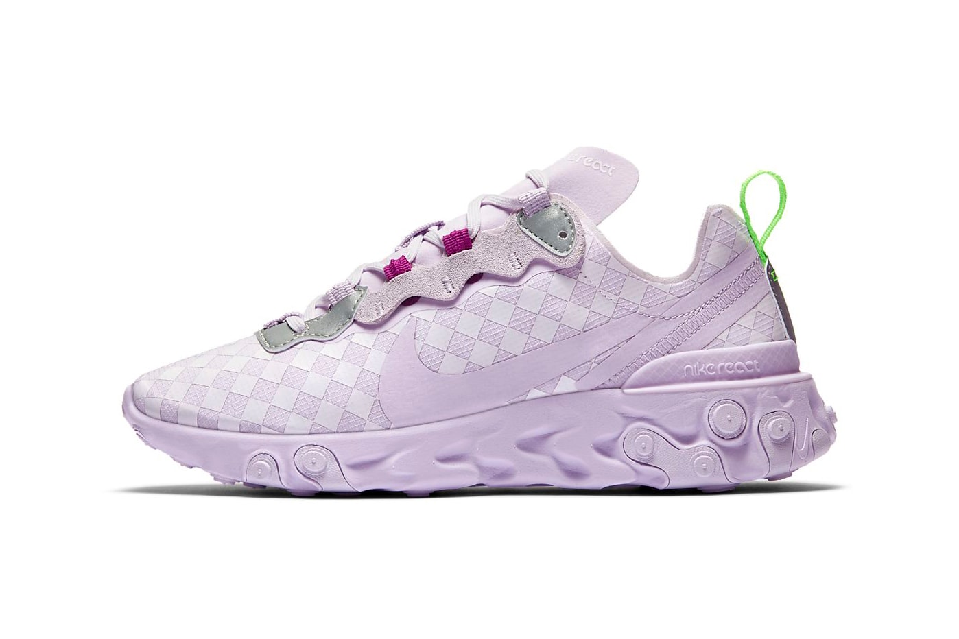 Nike React Element 55 Barely Grape Lilac Pastel Lavender Purple Sneakers Trainers