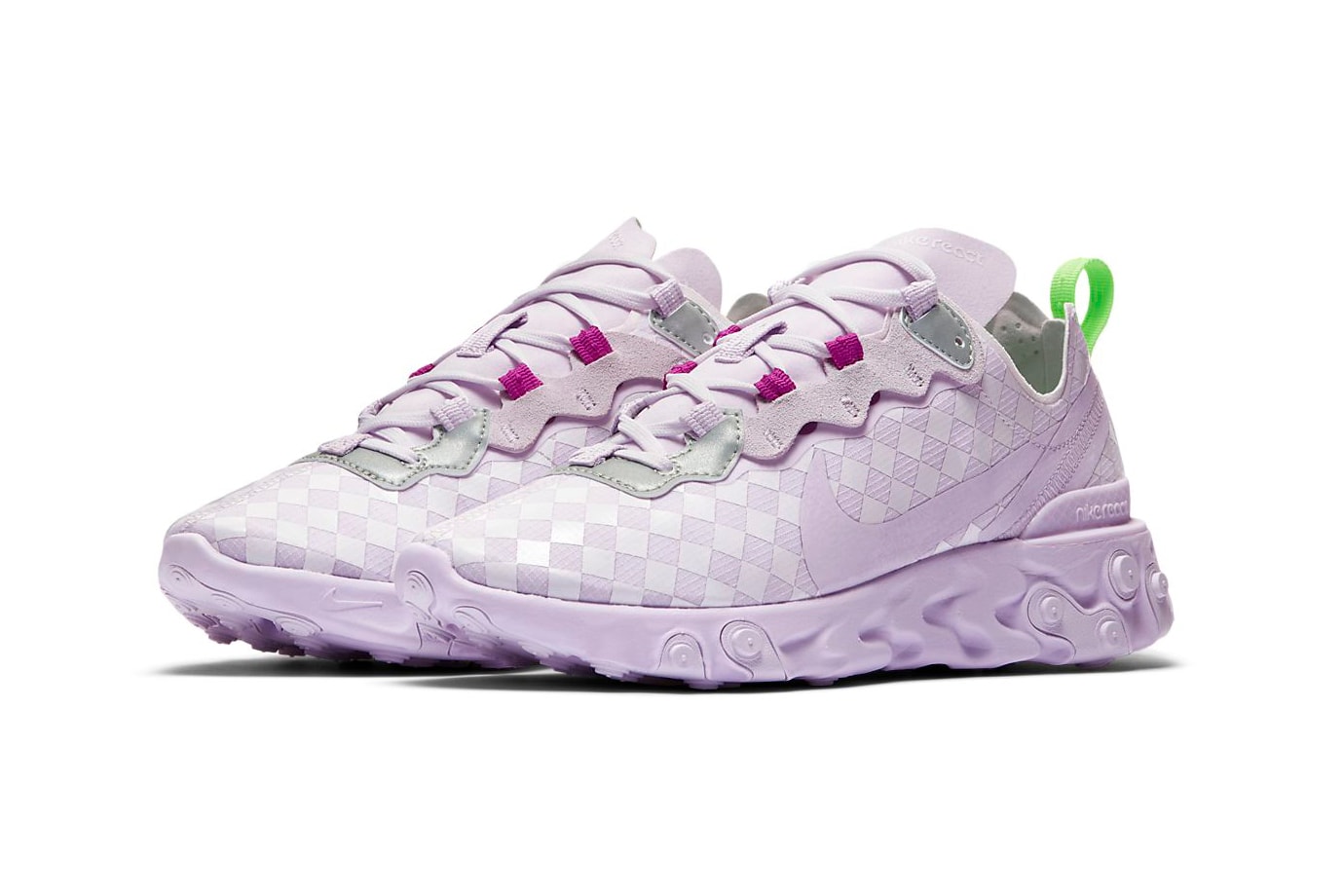 Nike React Element 55 Barely Grape Lilac Pastel Lavender Purple Sneakers Trainers
