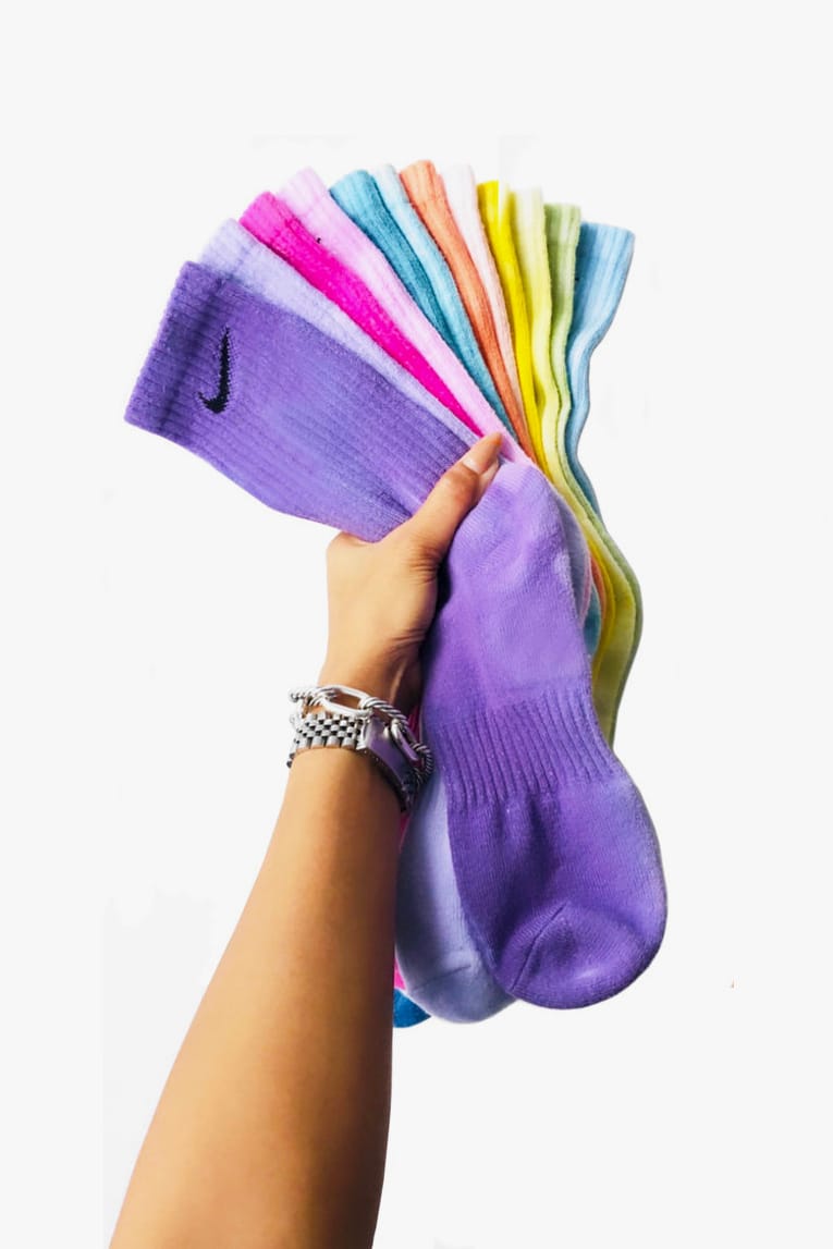 purple tie dye nike socks