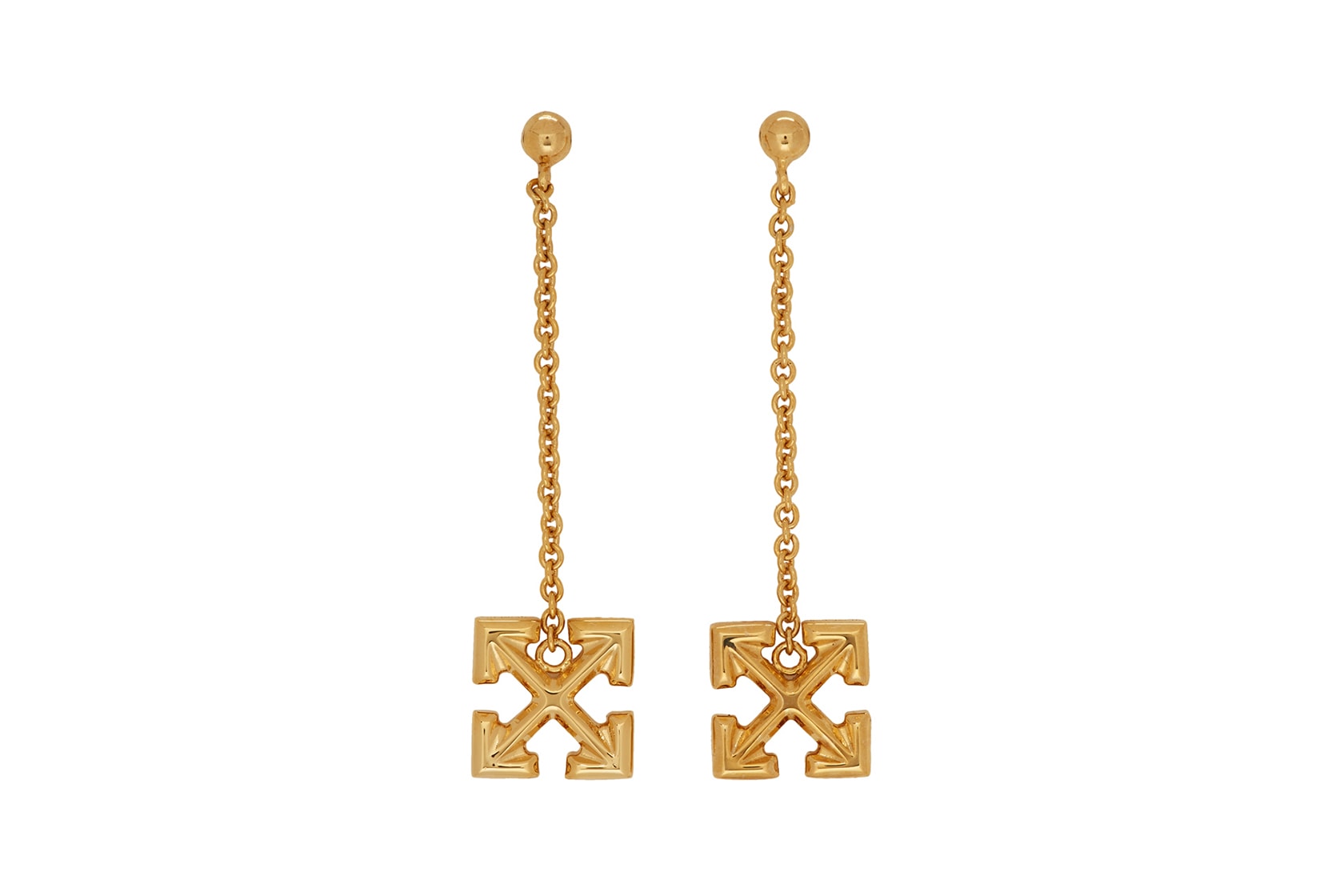 off-white earrings jewelry arrow gold