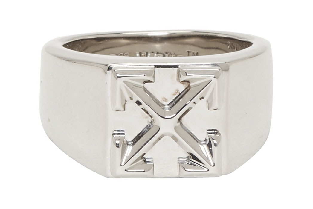off-white jewelry ring silver arrow logo