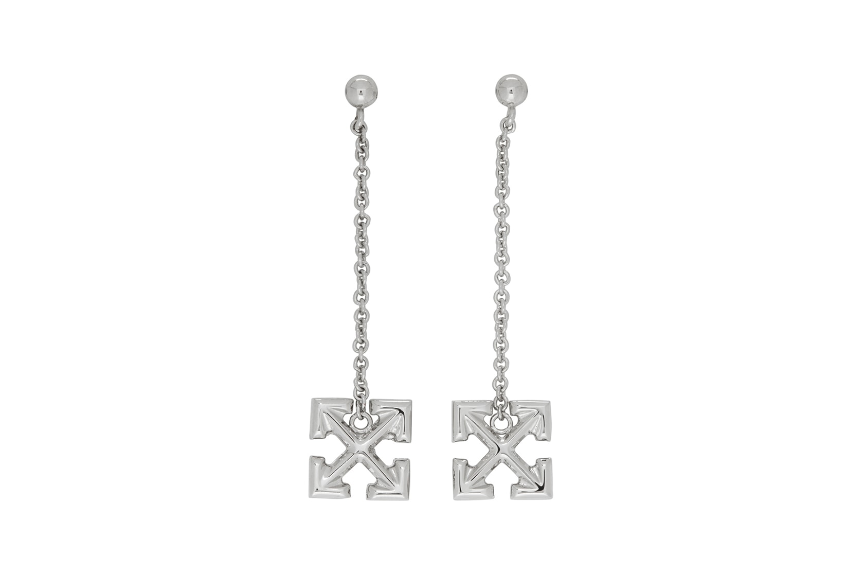 off-white earrings jewelry arrow silver