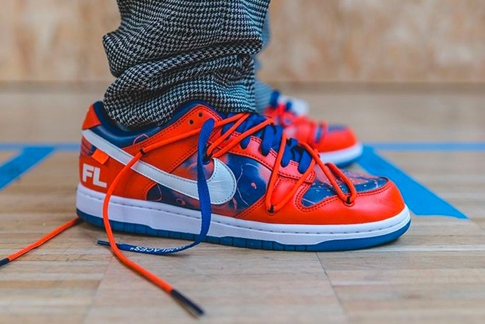 Off White x Nike Dunk Low Blue Red White