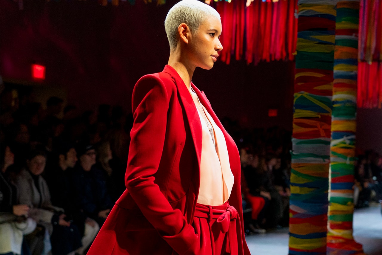 Prabal Gurung Fall Winter 2019 Dilone Runway Show Red Suit New York Fashion Week