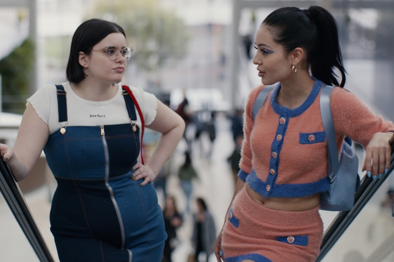 Euphoria Kat Barbie Ferreira Maddie Alexa Demie Denim Dress Blue Skirt Cardigan Pink