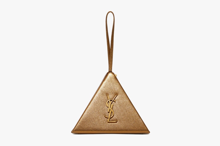 Stand out with Saint Laurent's Golden Pyramid Leather Clutch Bag