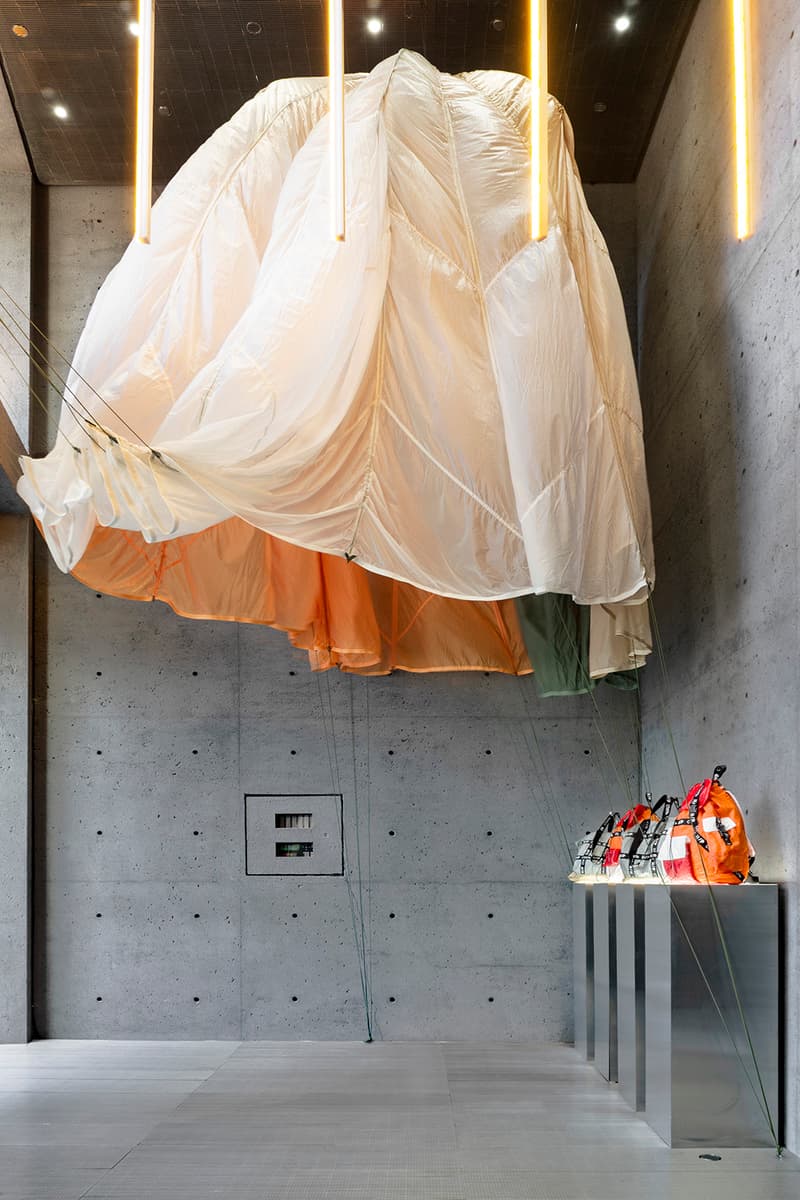 ssense heron preston jump upcycled parachutes pop-up backpacks totes t-shirt windbreaker jackets shorts pants