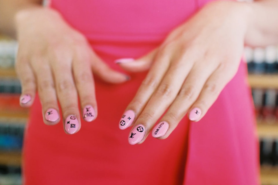 pink louis vuitton nails