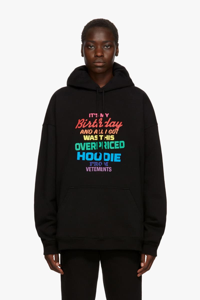 vetements surprise drop release ssense denim jacket bodysuit hoodies teddy bear bag pink demna gvasalia