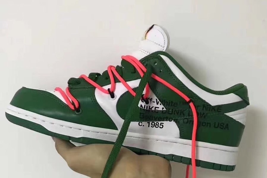 Off-White™ x Nike Dunk Low Virgil Abloh Release Date Pine Green Colorway Teaser Confirmation Sneaker Shoe Trainer