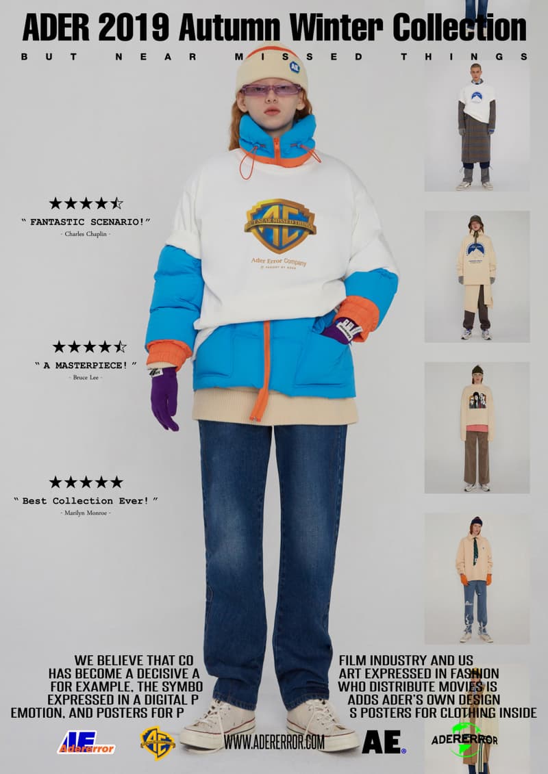 ader error fall winter collection film in fashion outerwear puffer coats jackets sweaters korean streetwear brand