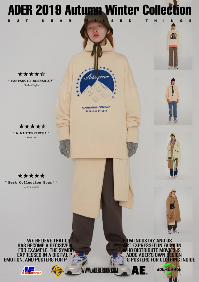 ader error fall winter collection film in fashion outerwear puffer coats jackets sweaters korean streetwear brand