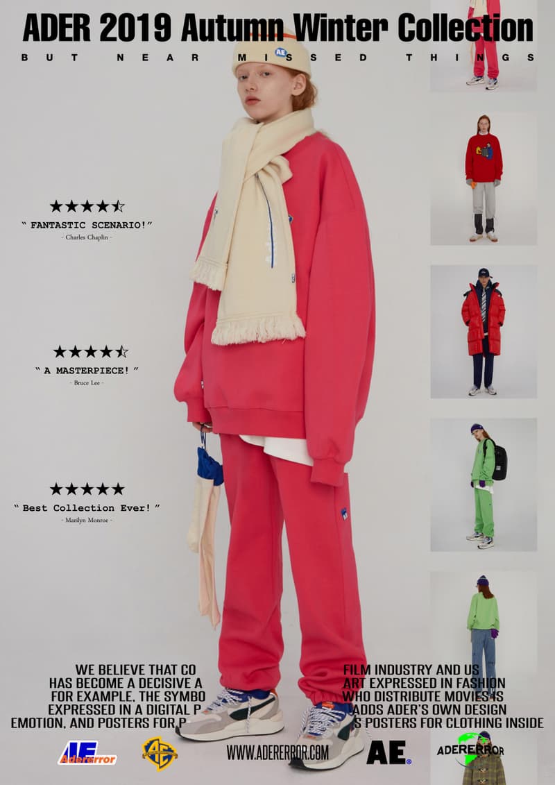 ader error fall winter collection film in fashion outerwear puffer coats jackets sweaters korean streetwear brand