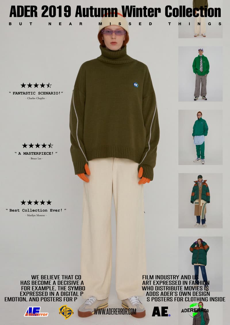 ader error fall winter collection film in fashion outerwear puffer coats jackets sweaters korean streetwear brand